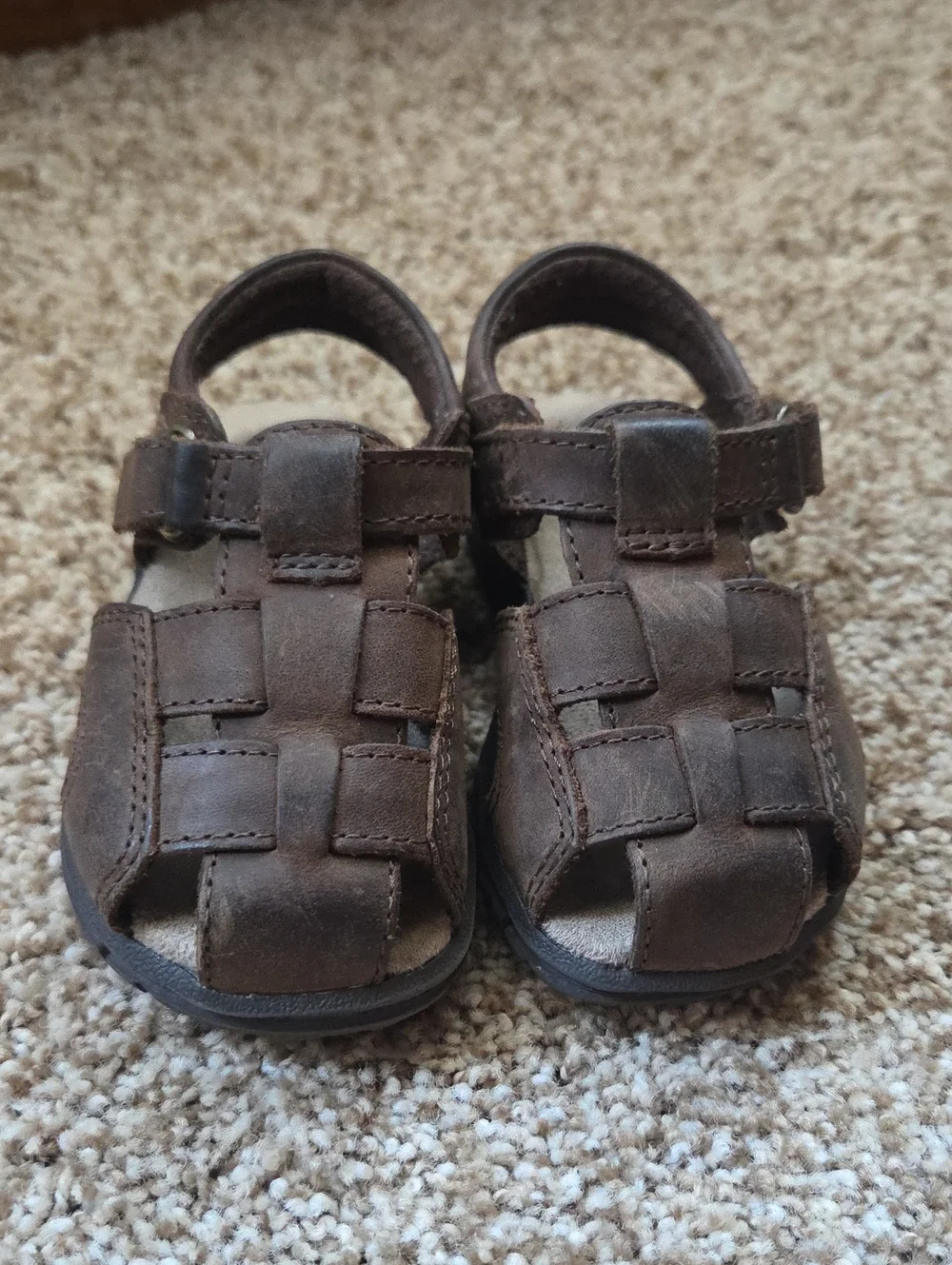 Toddler Stride Rite Brown Leather Fisherman Sandals with Adjustable Strap